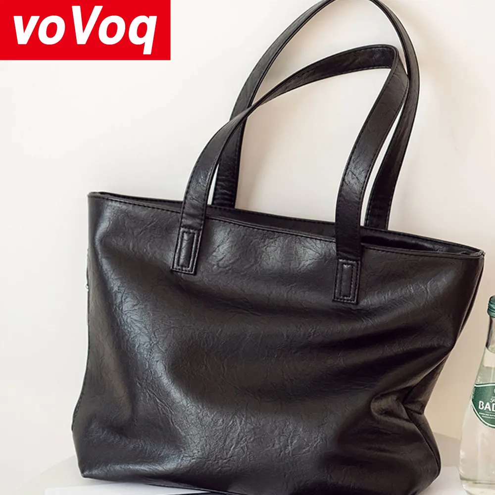 

Минимально продуманная большая сумка из искусственной кожи с большой вместительностью для повседневной офисной женской сумки на одно плечо