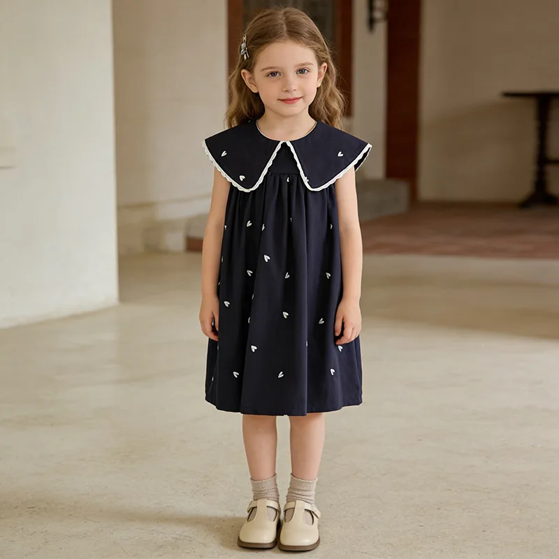 Hot Sale Korean Style Girls Summer Dress New Arrival Heart Print Fashionable Children's Clothing Baby Girl One-Piece Skirt