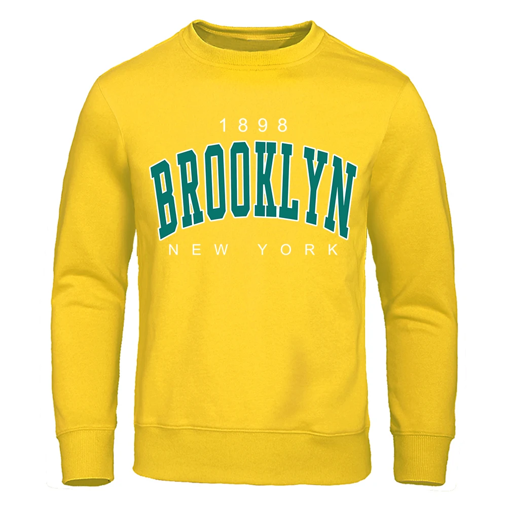 1898 Brooklyn New York Printing Mens Hoodies Fashion Loose Sweatshirt Pullover Hip Hop Street Clothing Casual Fleece Male Hoody