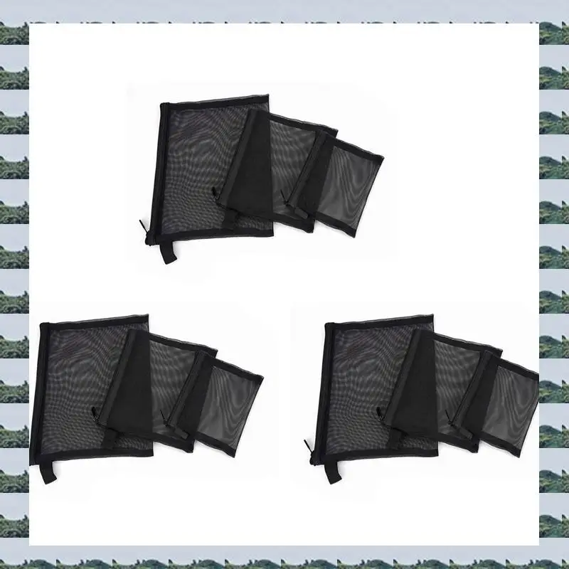

ABQR Zipper Mesh Bags, Pack Of 9 (S/M/L), Beauty Makeup Cosmetic Accessories Organizer, Travel Toiletry Kit Set Pouch, Black