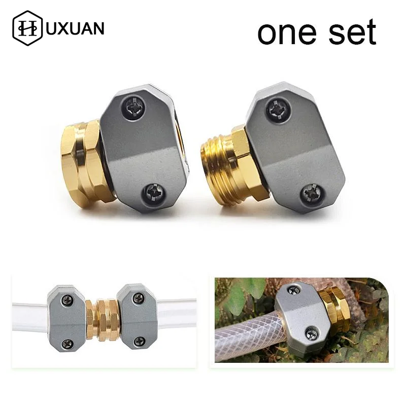 Zinc Aluminum 5/8-3/4 Inch Garden Hose Connector Water Pipe Repairer Male Female Connector Set With Sealing Rings