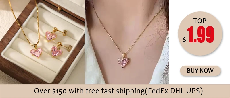 EILIECK 316L Edelstahl Herzförmige Kirsch-Zirkon Halskette Ohrringe Set für Damen Neuer Trendiger Wasserdichter Schmuck Damengeschenk – Detail 3