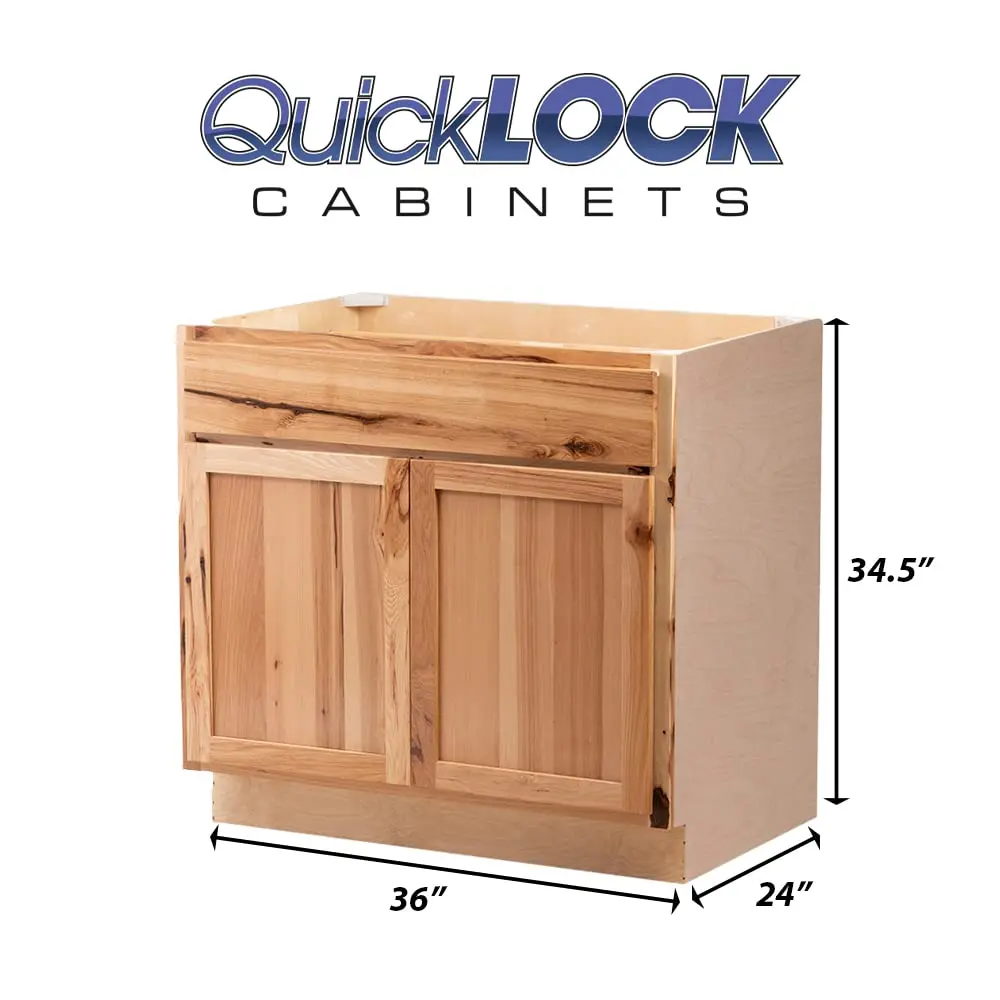 Ready-to-Assemble, Base Kitchen Cabinets, Shaker Style, Made in America (Rustic Hickory, 36