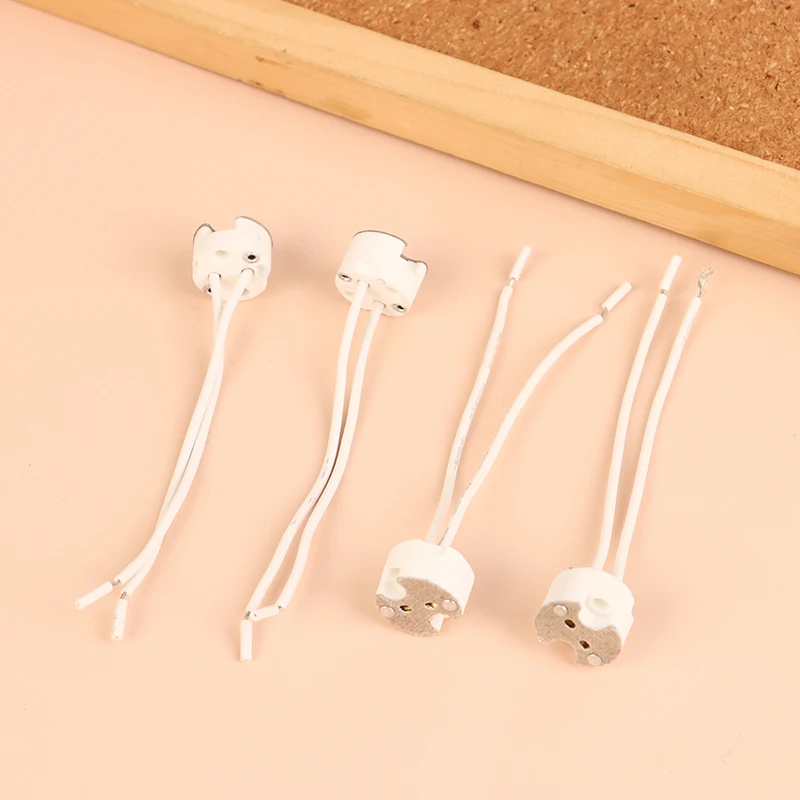 NEW SALE 10Pcs MR16 G5.3 Lamp Base Connector Cable Lamp Socket Ceramic Holder MR16 Lamp Fitting Fix Holder 10CM Silicone Cable