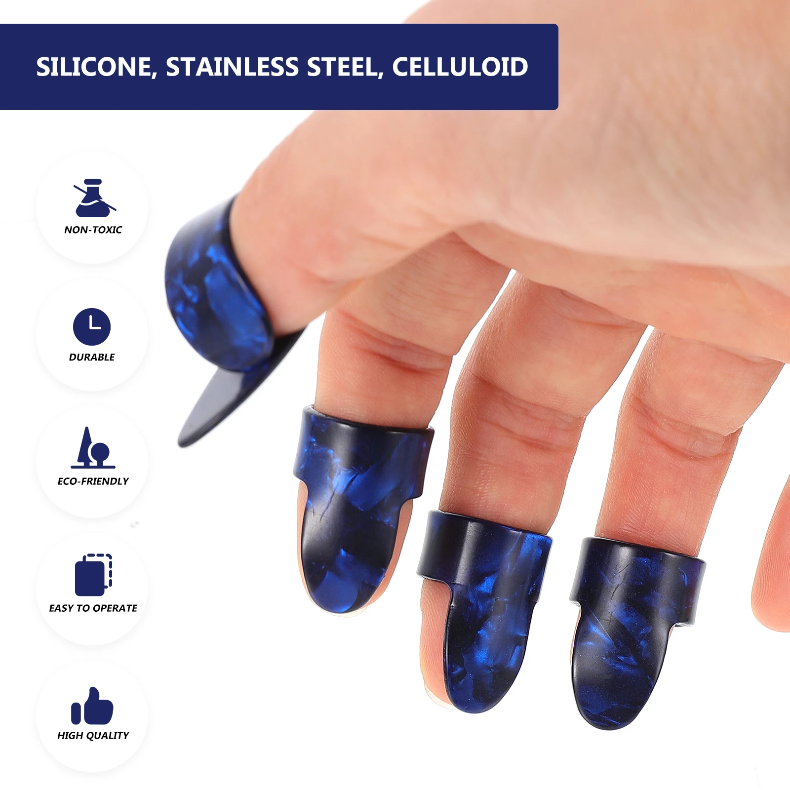 

Guitar Finger Set Meal Fingertip Guards Thumb Caps Protectors Covers Silica Gel Accessories