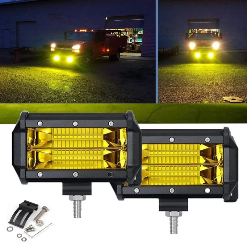 12V 5inch LED Work Light 72W LED Light Bar Fso Spot Beam Bar For Cars Off Road Jeep Truck 4x4 Atv Car Fog Light White Yellow 24V