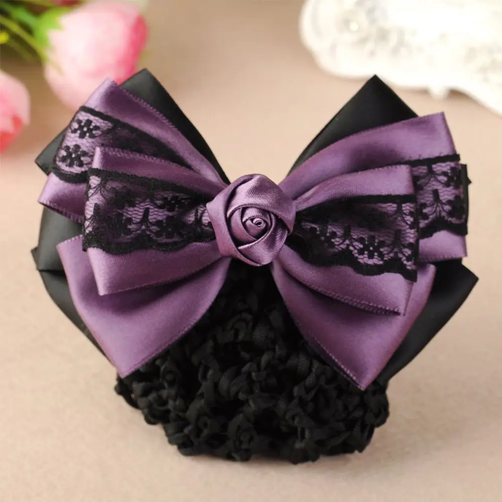 Flight Attendant Ladies Barrette Professional Rose Ladies Hair Clip Hairgrips Bow Hair Net Snood