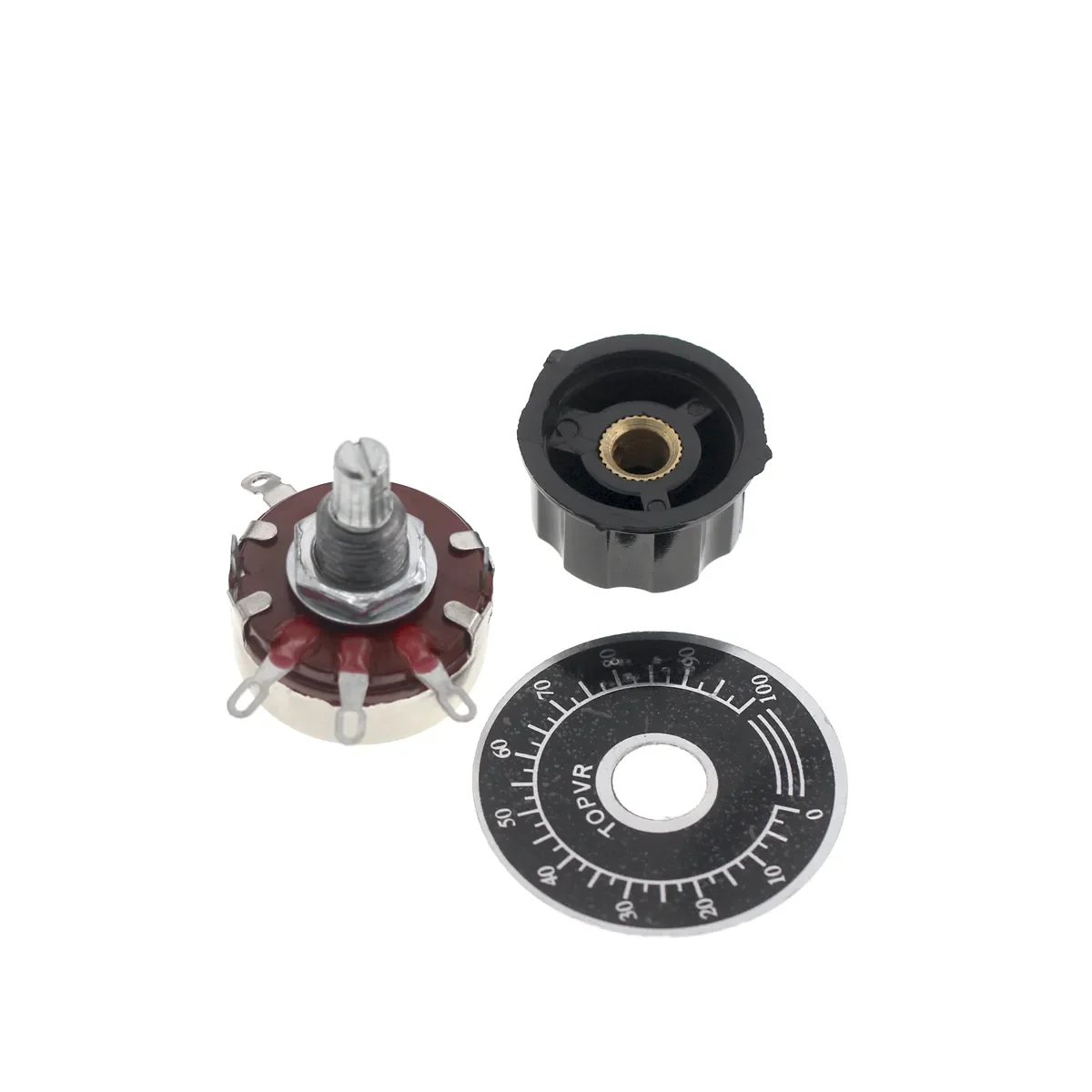 5Pcs WTH118 with Knob DIY Kit Parts 2W 1A Potentiometer 1K 2.2K 4.7K 10K 22K 47K 100K 470K 1M MF-A03+Dial Plate