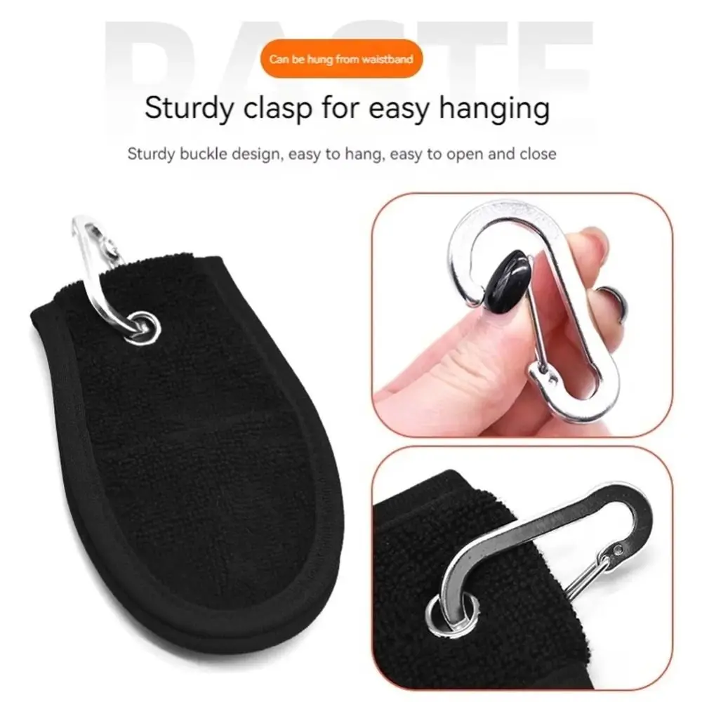 Training Aids Golf Ball Cleaning Towel Soft Skin With Hanging Clip Dry Towels Golfer Super Absorbent Black Golf Cleaning Tools