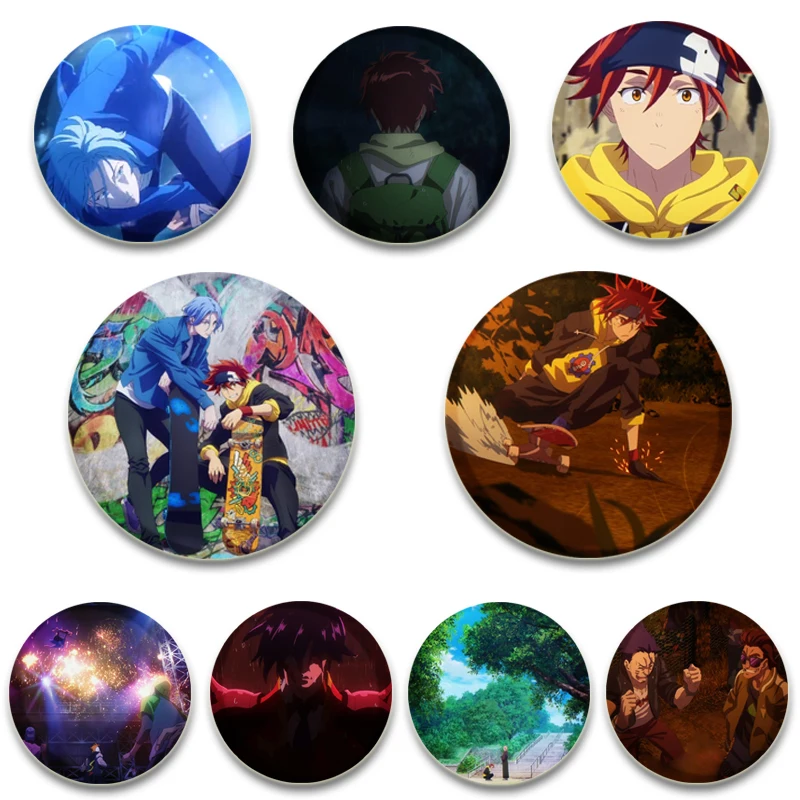 32/44/58mm Anime SK8 The Infinity Badge Tinplate Plastic Pin Button Brooches for Clothing Bag Backpack Decoration Souvenir Gifts