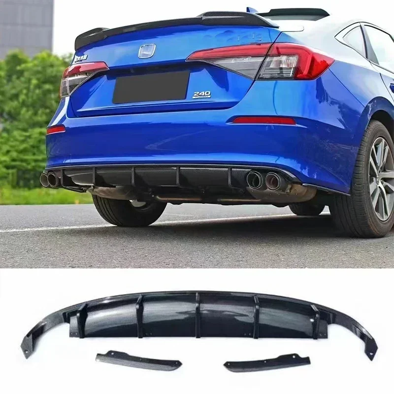 For Honda Civic 11th 2021 2022 ABS Carbon Bumper Rear Trunk Diffuser Bumper Lip Spoiler Body Kit Modification Part Exterior Part