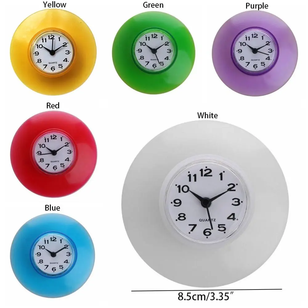 Multi-purpose Waterproof Bathroom Suction Cup Clock Anti-Fog Simple Design Shower Wall Clocks Stable Mirror Sucker Clock Kitchen