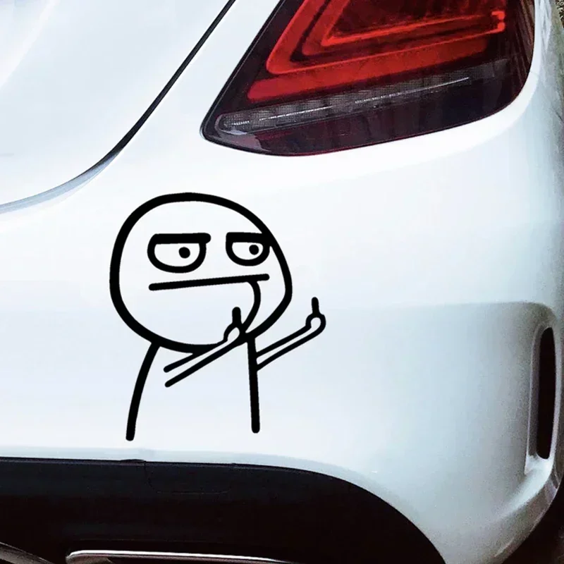 Funny Middle Finger Troll Face Meme 5PCS Stickers for Bumper Art Kid Decorations Cartoon Wall Anime Cute Car Home Luggage