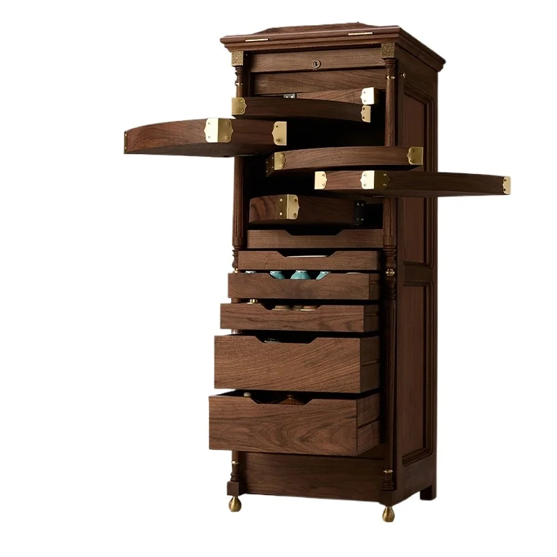 

Version 3.0 No Skin Black Walnut Solid Wood New Version, Cabinet Wenplay Jewelry Tea Set Storage Cabinet