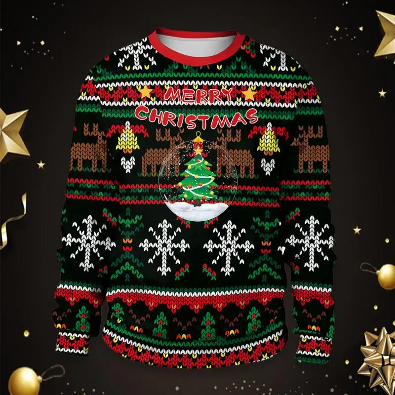 

Ugly Christmas Sweatshirt Xmas Tree Cosplay Costumes Snowballs Crewneck Graphic Pullover Autumn Couple Hoodie Novelty Streetwear