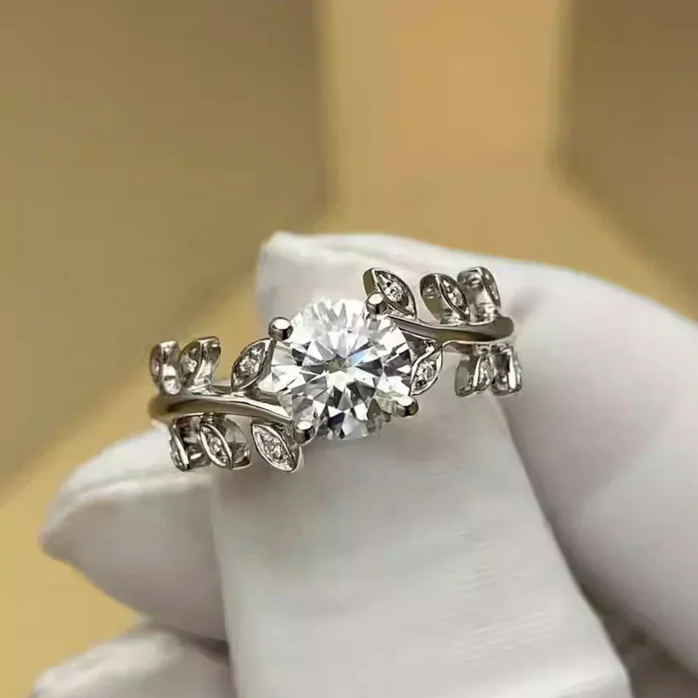 1ct Blad Moissanite Diamant Verlovingsringen Met Gra Voor Vrouwen 925 Sterling Verzilverd Wit Goud Trouwring Belofte Ring