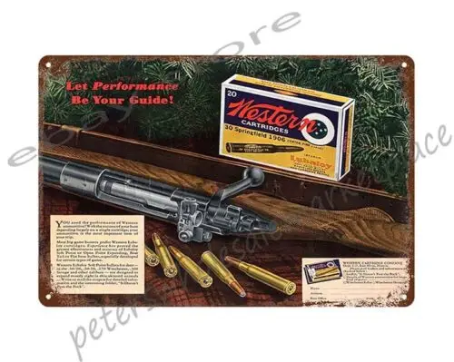 1935 Western 30 Springfield Rifle Cartridge Ammo metal tin sign