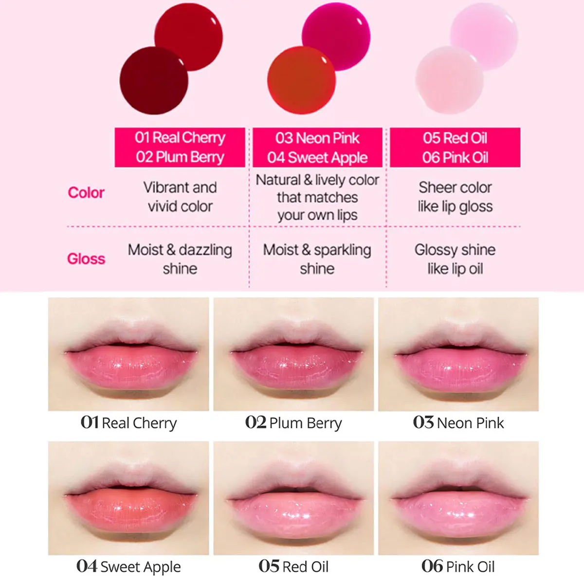 อีทูดี้ ดีร์ ดาร์ลิ่ง ออยล์ ทินท์ เนื้อสัมผัสแบบน้ำมันบางเบา ไม่เหนียวเหนอะหนะ ให้ความเงางามแบบกระจก คิวบิวตี้ บำรุงผิวชุ่มชื้น เครื่องสำอางเกาหลี