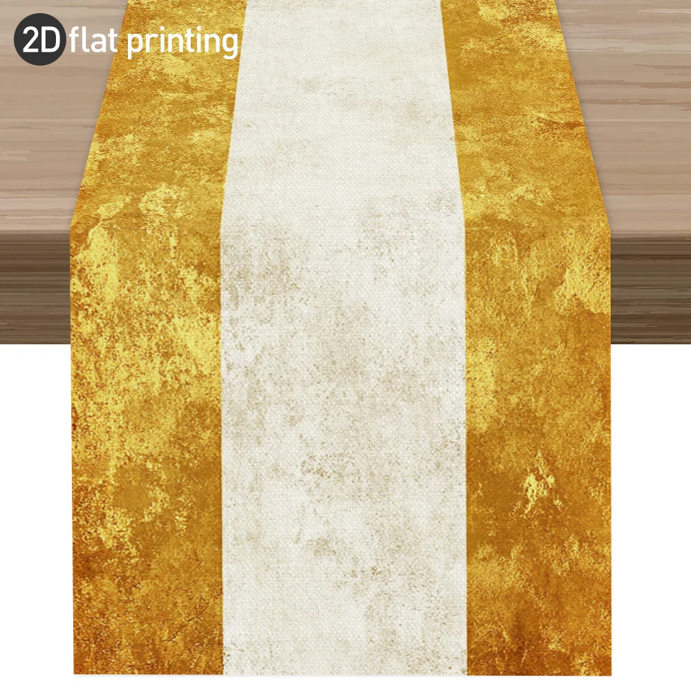 Golden Geometric Texture Table Runner - Elegant Luxury Table Cover for Living Room Coffee Table & Holiday Party Decor