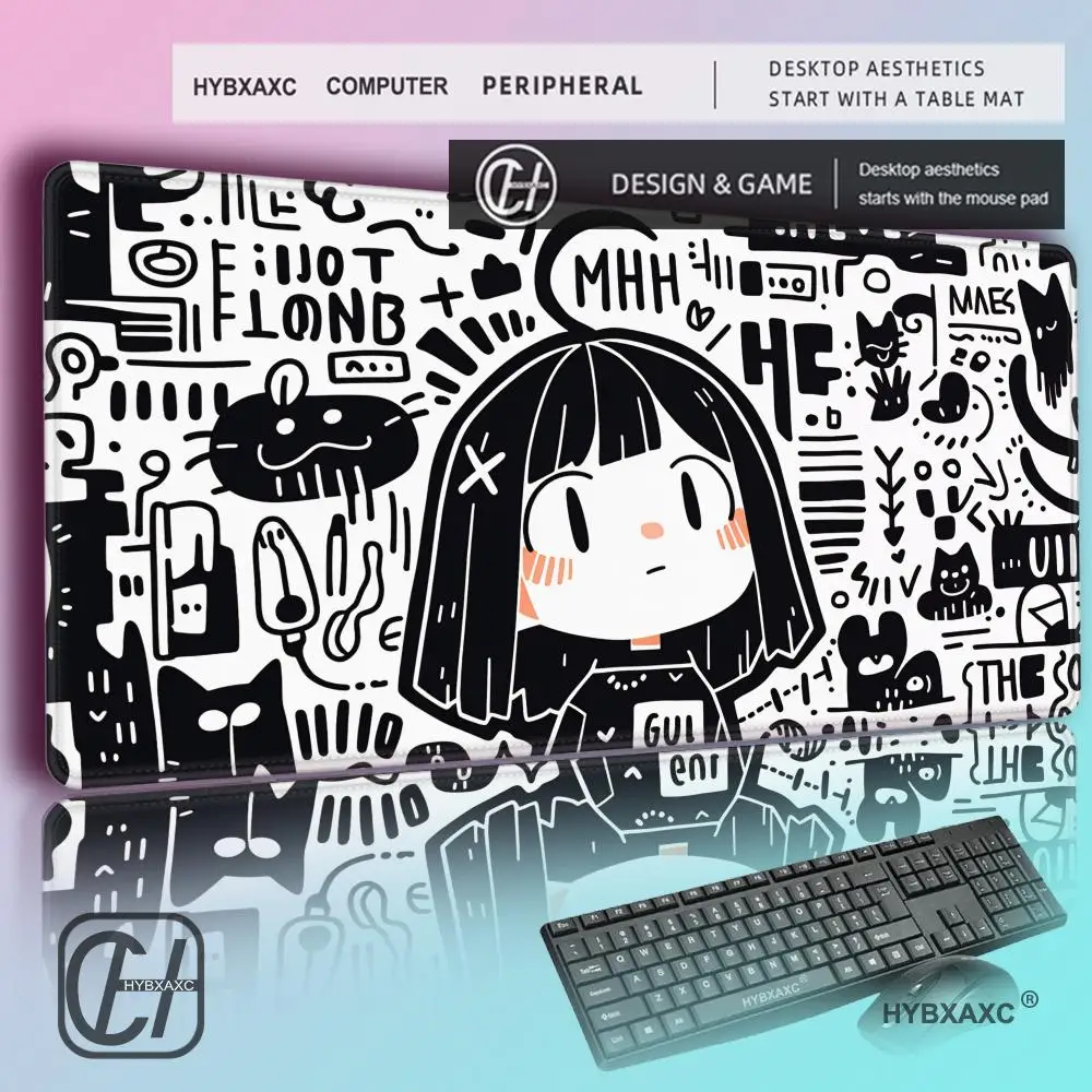 

HYBXAXC Anime Trendy Graffiti Mousepad Gaming Mouse Pad Lockedge Thickened Computer Keyboard Office Student Girl Table Desk Mat
