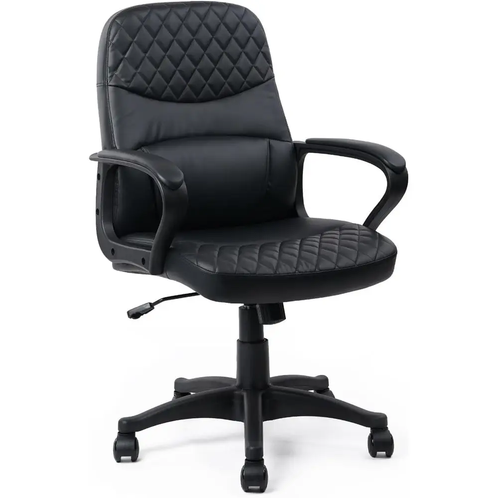 

Oice Chair - Back Leather Computer Desk Chair with Wheels, Ergonomic Executive Swivel Chair with Lumbar Support and Armrest