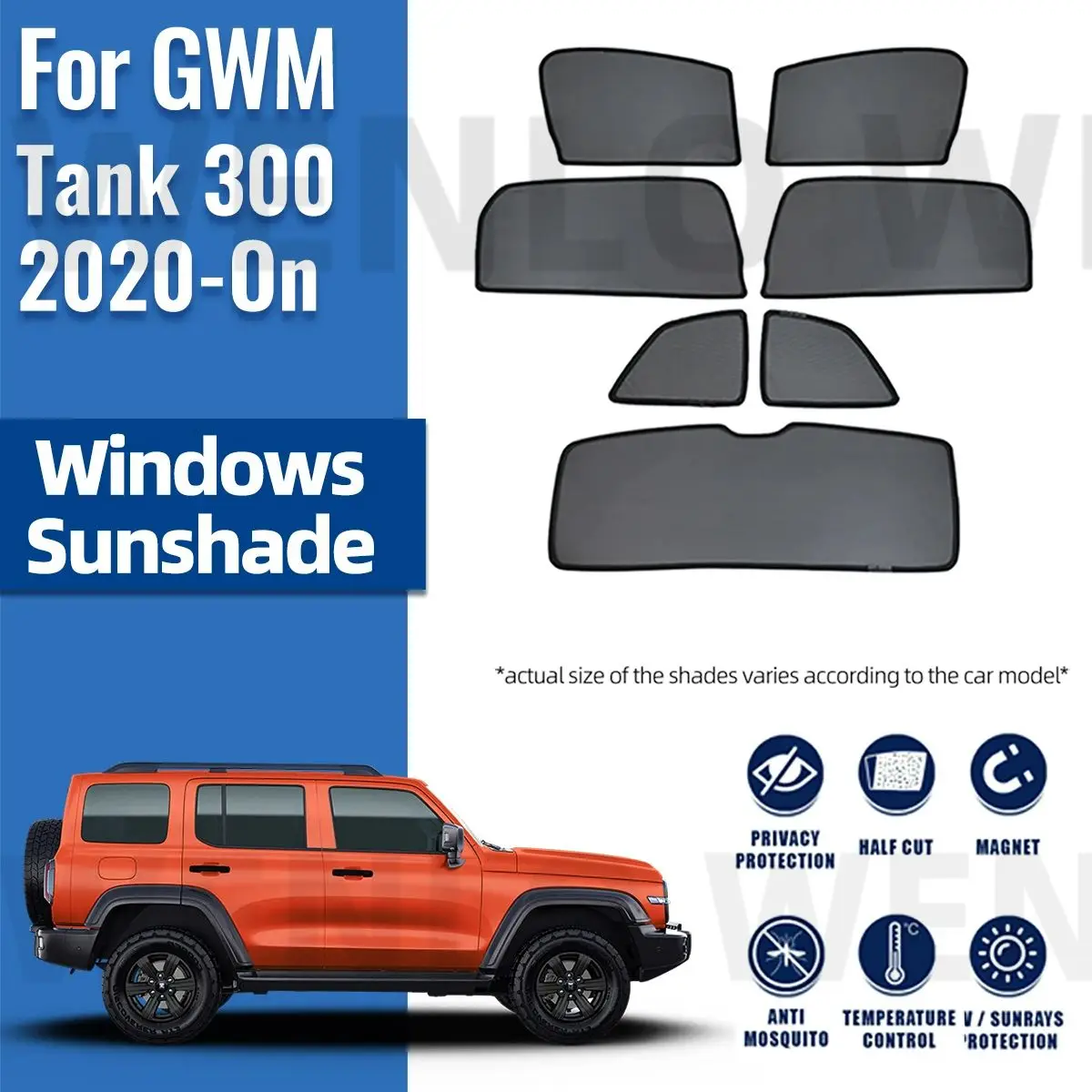 

For GWM WEY Tank 300 2020 2021 2022 2023 Magnetic Car Sunshade Shield Front Windshield Frame Curtain Rear Side Window Sun Shade