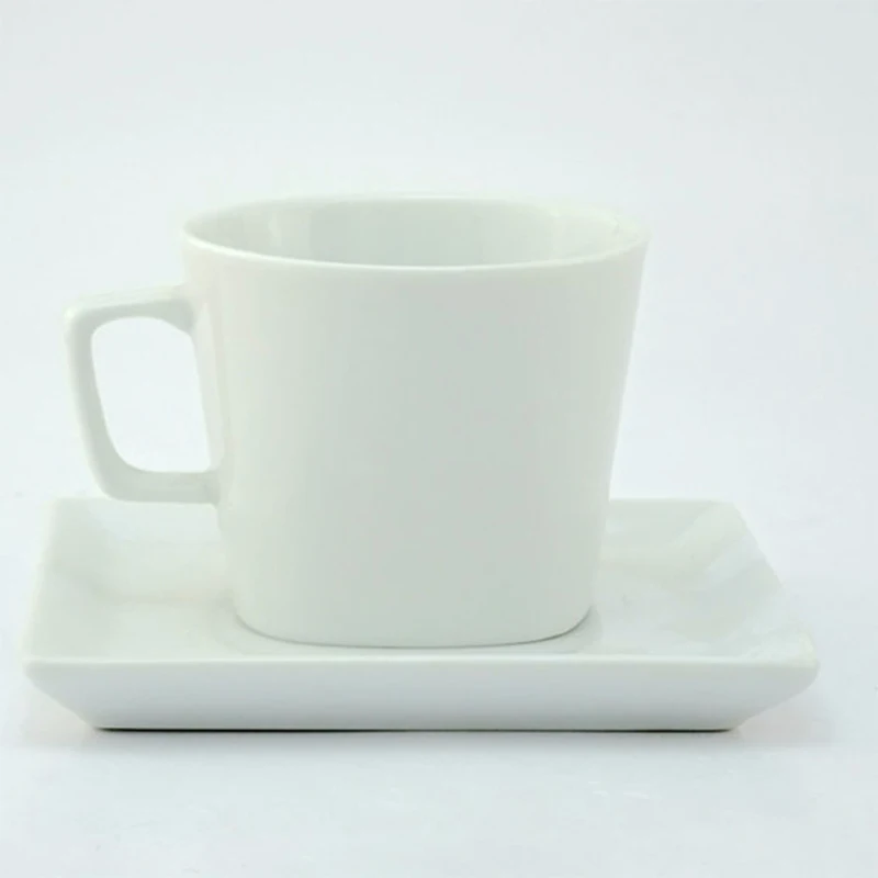 Porcelain Coffee Cup Customized Blank Bulk Tea Cups Saucers Square Shape White Porcelain Tea Cup And Saucer