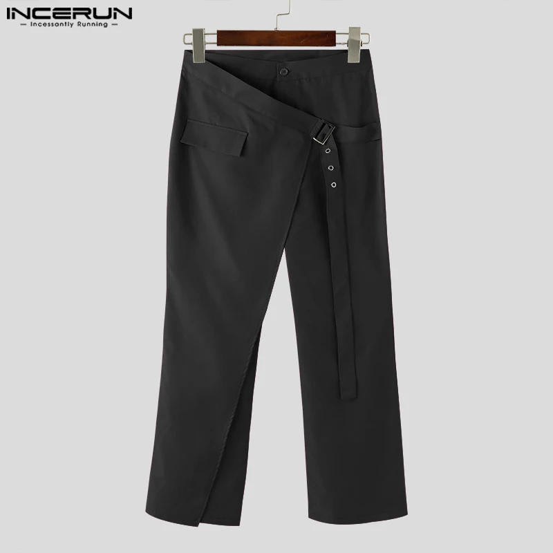 2024 Men Irregular Pants Solid Color Joggers Button Loose Casual Trousers Men Streetwear Fashion Unisex Long Pants S-5XL INCERUN