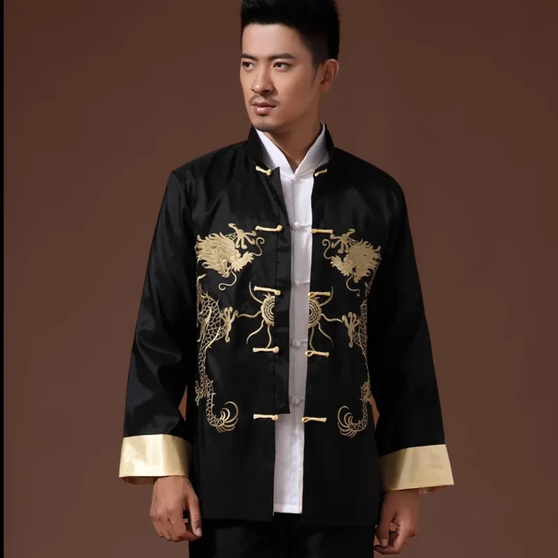 

Men Embroidered Tops Chinese Traditional Phoenix Printed Clothes Dragon Tang Suit Clothing Long Sleeve Festival New Year Jacket