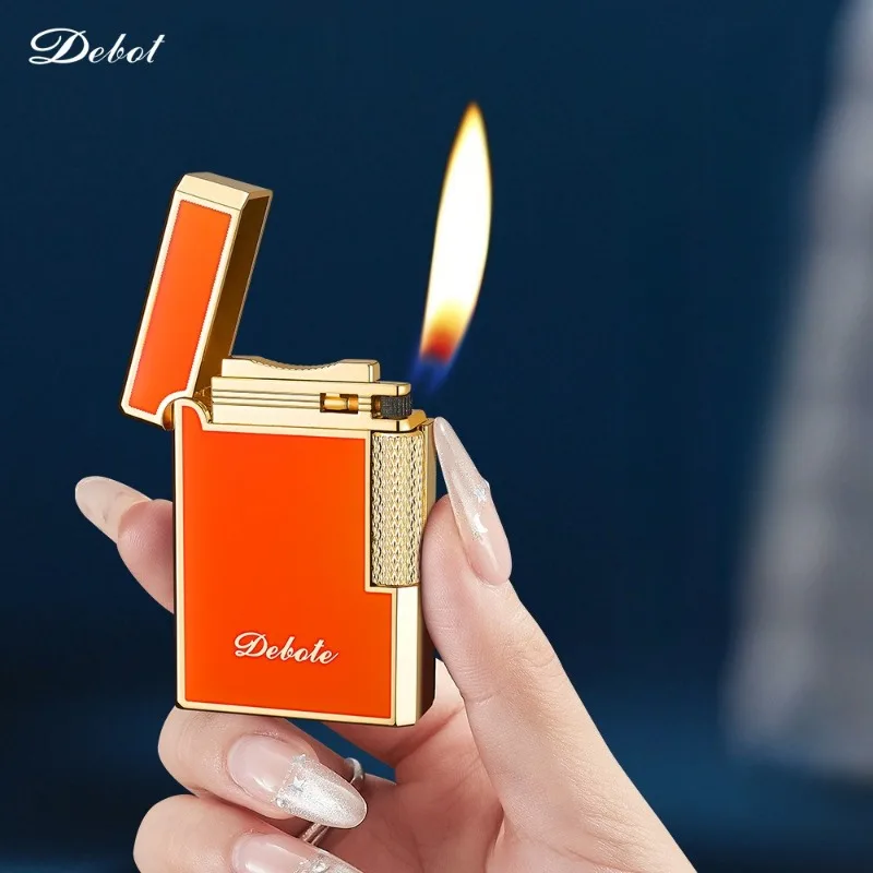 High Definition Resin Open Lid Loud Voice Butane Gas Lighter Side Pulley Ignition Creative Slant Fire Pipe Lighters Smoking Gift