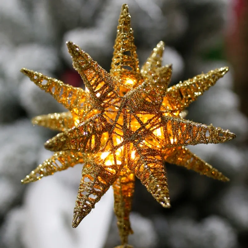 Christmas Tree Top Star Accessories Glowing Star Decoration Holiday Home Living Room Decoration Five Point Star Coffee Shop