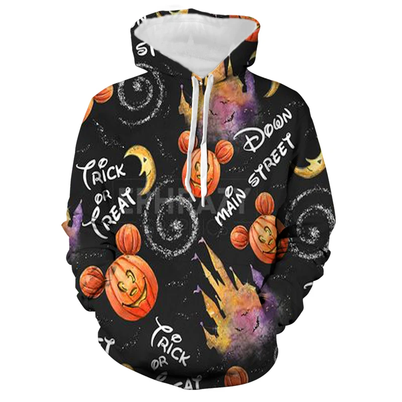 

New 2022 Halloween Collection Hoodie Men's Fall Long Sleeve Disney Branded Donald Duck and Mickey 3D Printed Casual Sweatshirt