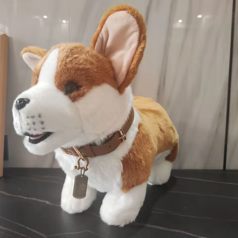 Quality Lifelike Animal Corgi Dog Plush Toys Big Welsh Puppy Stuffed Animals Doll for Children Christmas New Year Gift 49cm