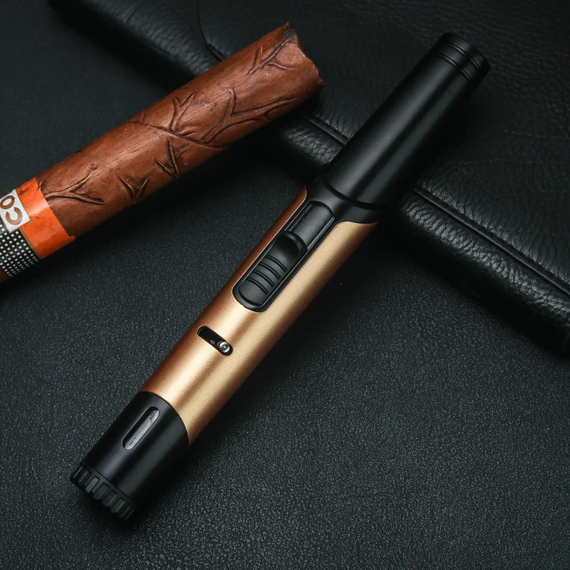 

HONEST Portable Straight Punch Long Strip Butane Gas Lighter Visual Window Outdoor Windproof Fashion Exquisite Metal Spray Gun