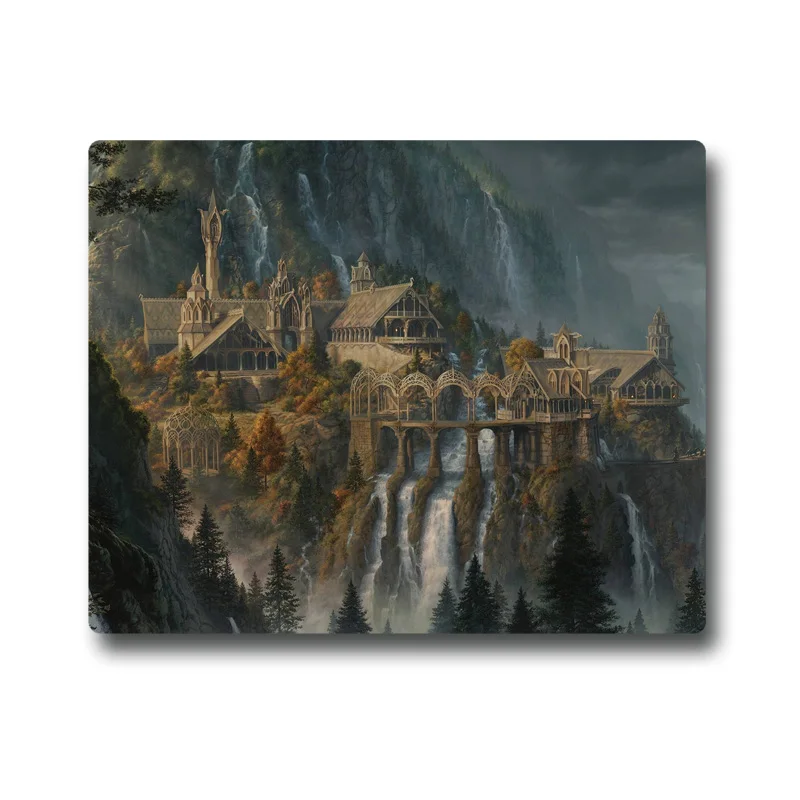 Views of Rivendell Imladris Lotrs Printed Anti-slip Rubber Pad Office Cup Coaster Party Favor Gifts 220x180x3mm