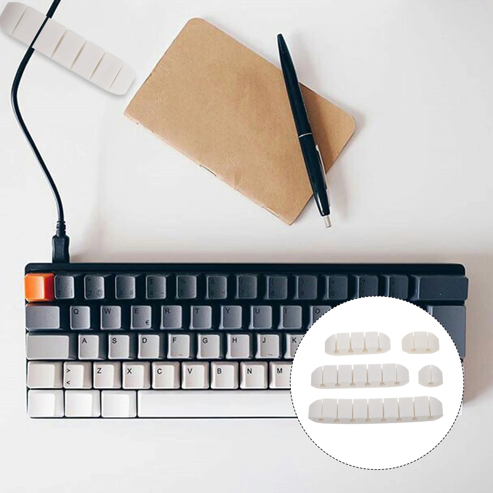 

5Pcs USB Cable Organizer Adhesive Cord Holder for Wire Management Charging Cables Desktop Compact Space-Saving Winder