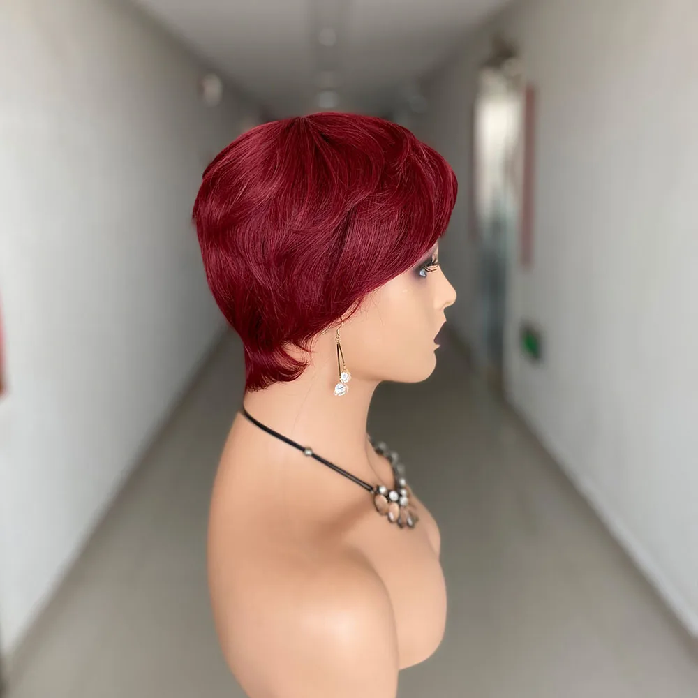 Short Human Hair Wigs, Pixie Cut Straight for Black Women