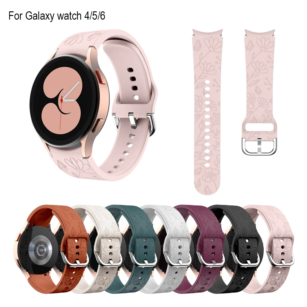 

Silicone Watchband for Samsung Watch 6 40mm 44mm No Gaps Engrave Bracelet Strap for Galaxy Watch 6 Classic 43mm Sport Woman