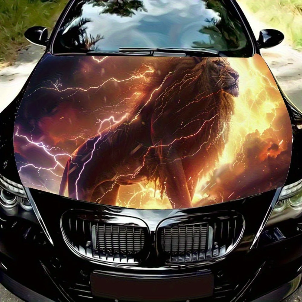 Lightning Lion Soul Hood Sticker - Shocking Thunder Lion Scene, Weatherproof Decal, Motorcycle/Motorcycle Generic Personality St