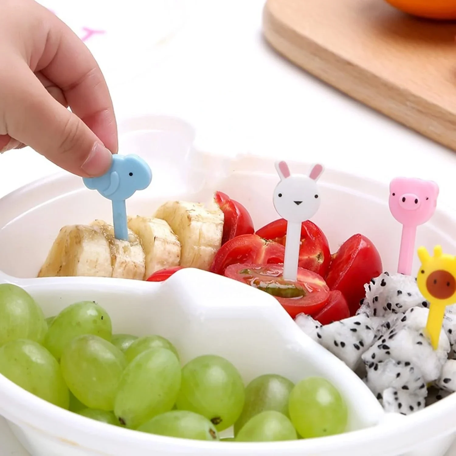 40pcs home cartoon fruit fork Creative cute plastic fruit fork set bento tag party fruit cake fork image 3
