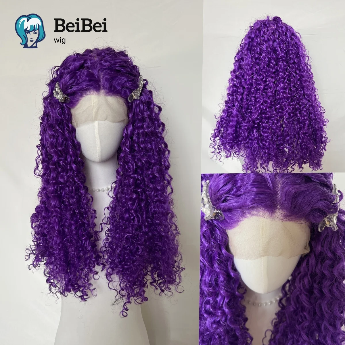 

Starfire Purple Curly Afro Wigs for Women 26inch 13*4 Synthetic Lace Wig High Temperature Fibers Wavy Fluffy Wigs for Cosplay