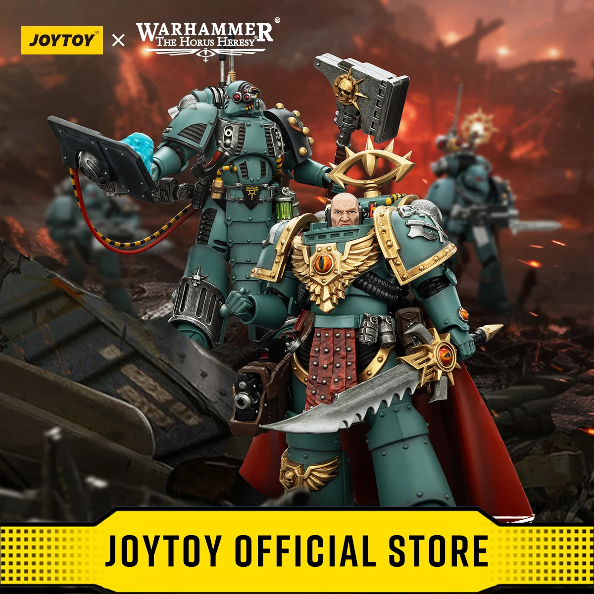 

Фигурки JOYTOY Warhammer "Корпорация Хоруса: Ересь Хоруса" 1/18: Сыны Хоруса, Тайбалт Марр, Капитан 18-й компании, Сыны Хоруса, Си...