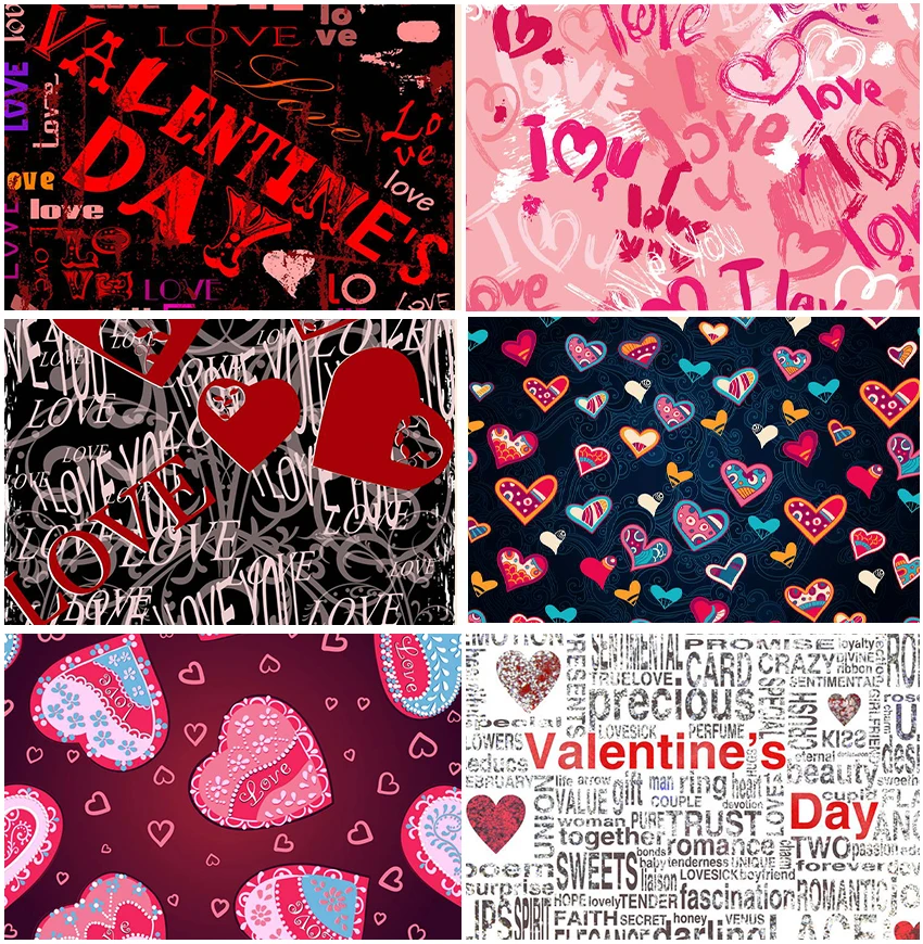 

Valentine's Day Backgrounds Poster Supplies Graffiti Style Love Heart Decor Custom Vintage Backdrops Adult Wedding Party Banner