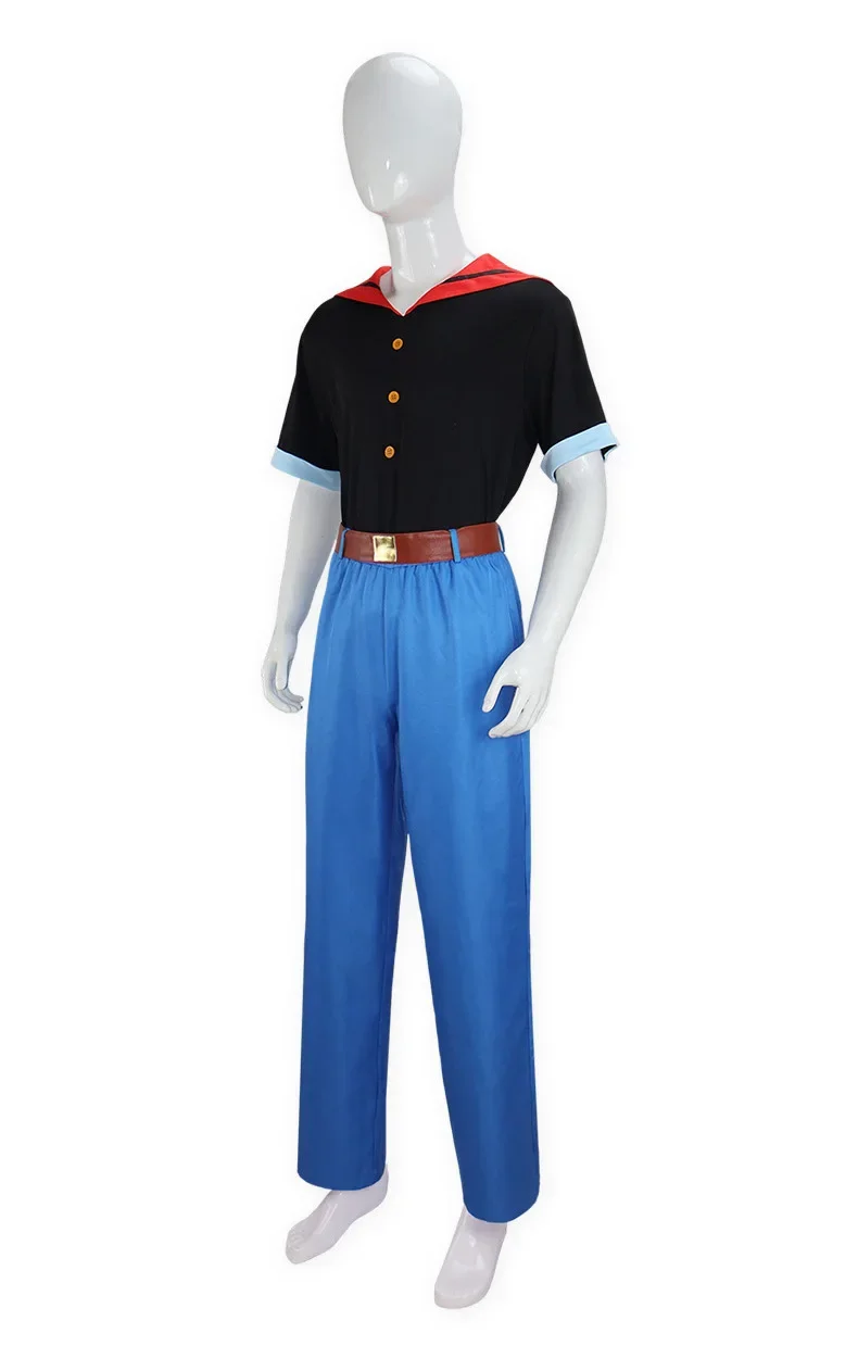 Popeye the Sailor Popeye Costume Popeye Cosplay Costume Top Pants Outfits Adult Male Halloween Carnival Role Play Uniform