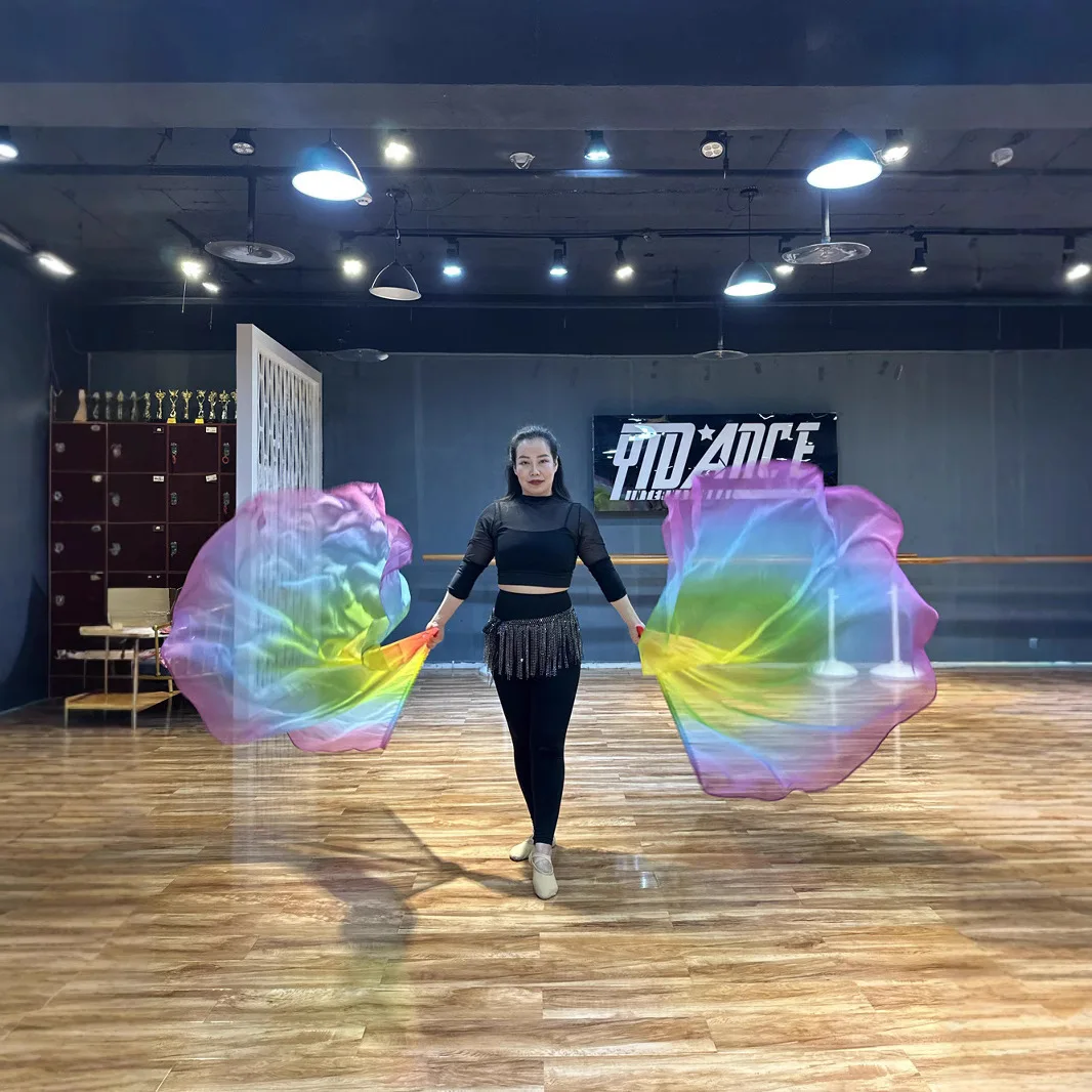 New national flag dance props praise flag chiffon gradual change colorful gauze wings back decoration props
