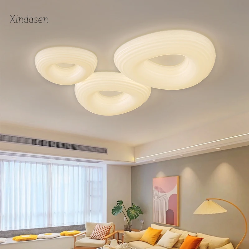 

Living Room Lamp Cream Style Led Ceiling Light Modern Minimalist Wabi Sabi Chandelier Bedroom Lamp Cobblestone люстра потолочная