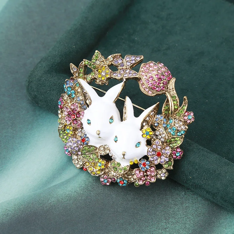 SHMIK Women Men Fashion Vintage Middle Start Santa Claus Brooches Luxury Rhinestone Crown Rabbit Badges Accessories Jewelry