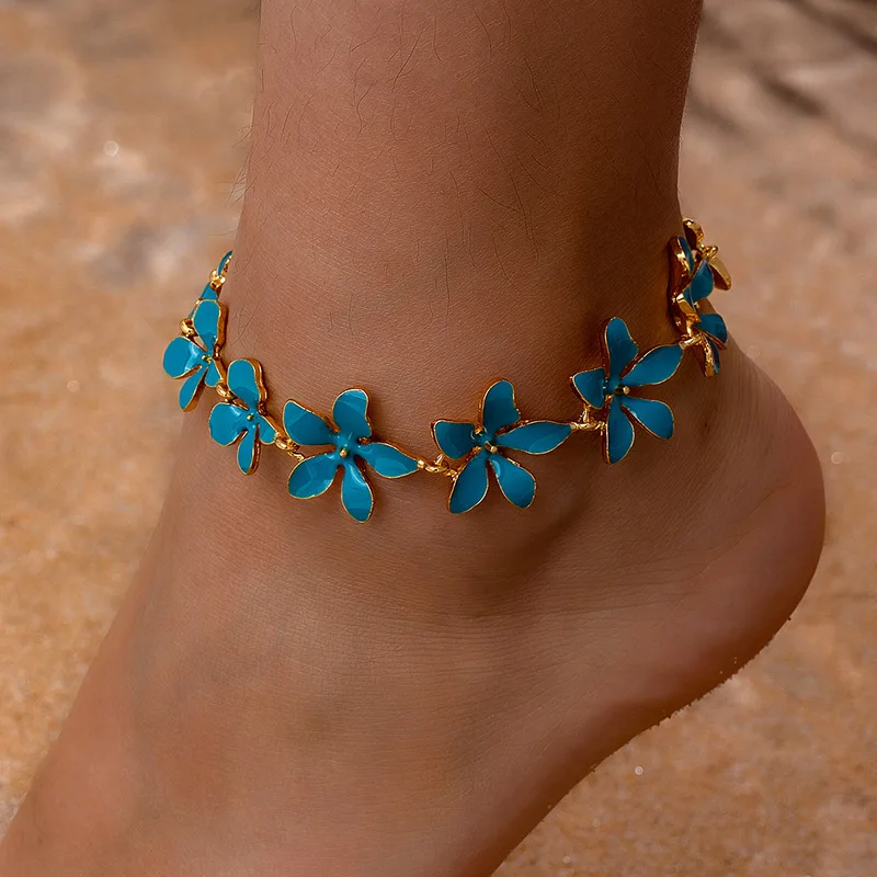 

Summer New Style Enamel Flower Anklet for Women - Luxury Evening Dress Banquet Accessory & Birthday Gift M212