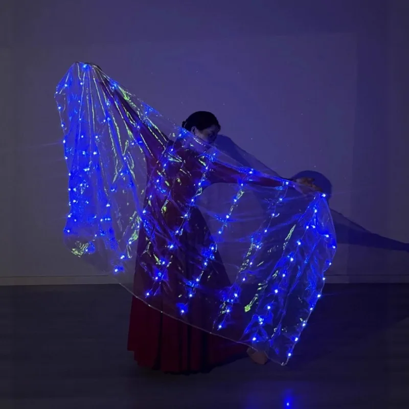 2m * 1m Danza del ventre Led Veli Carnevale Danza del ventre Illumina Velo Puntelli Danza del ventre Festival Puntelli per spettacoli teatrali Accessori