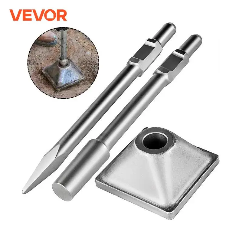 VEVOR Jack Hammer Toolset With Hex Shank Sharp Chisel and Compactor Plate Suitable for Lawn Leveling Tamper and Asphalt Tools